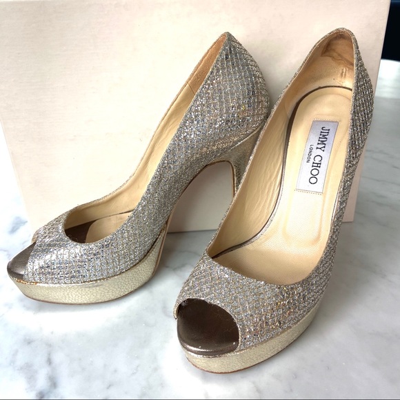 Jimmy Choo Crown Gold Silver Champagne Heel - Picture 14 of 16